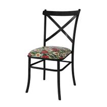 Cadeira de Jantar New Katrina Cairo Floral Hibisco Vermelho Aço Preto