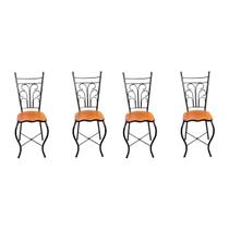 Cadeira de Jantar Para Mesa de chá Conjunto com 4 Estilo Industrial Rustica Ferro e Madeira Artesanal