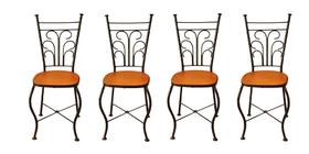 Cadeira de Jantar Para Mesa de chá Conjunto com 6 Estilo Industrial Rustica Ferro e Madeira Artesanal