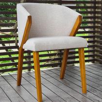 Cadeira de Jantar Pegasi Madeira Maciça Cor Mel Estofada em Linho Cadeira de Jantar Pegasi Madeira Maciça Cor Mel Estofada em Linho