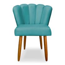 Cadeira de Jantar Pétala Estofada Pés Palito Veludo Azul Turquesa - Montanaris Decor
