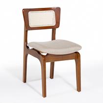 Cadeira de Jantar Portugal em Madeira Imbuia Encosto Tela Rattan Linho Bege M58 Cadeira de Jantar Portugal em Madeira Imbuia Encosto Tela Rattan Linho Bege M58