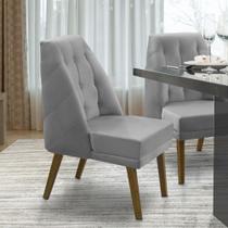 Cadeira de Jantar Reforçada Luna para Sala Cozinha Suede Cinza - Porto Estofados