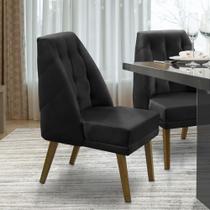 Cadeira de Jantar Reforçada Luna para Sala Cozinha Suede Preta - Porto Estofados