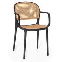 Cadeira de Jantar Roma Prática com Braços para Sala e Cozinha - Preto