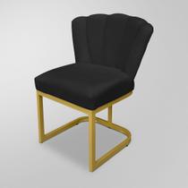 Cadeira De Jantar Sala Recepção Flor - Base Ferro Dourado