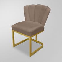 Cadeira De Jantar Sala Recepção Flor - Base Ferro Dourado