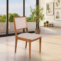 Cadeira de Jantar Suellen em Madeira e Mdf Cerejeira Linho Bege