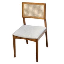 Cadeira de Jantar Teca em Madeira Maciça e Encosto de Tela - Linn Design