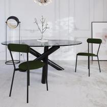 Cadeira de Jantar Vintage Coz Tecido Sintético Est.Preta