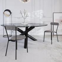 Cadeira de Jantar Vintage Coz Tecido Sintético Est.Preta