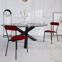 Cadeira de Jantar Vintage Coz Tecido Sintético Est.Preta