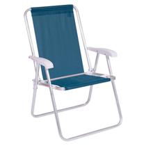 Cadeira De Jardim Praia Alta Alumínio Confortável Sannet Azul Dobrável Mor
