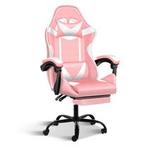 Cadeira de jogos YSSOA Racing Style ajustável com apoio para os pés rosa Cadeira de jogos YSSOA Racing Style ajustável com apoio para os pés rosa