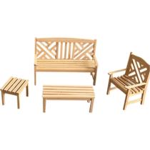 Cadeira de madeira diminuta da tabela da praia da mini casa de bonecas no acessório do jardim das f