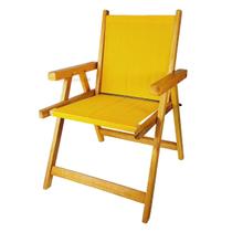 Cadeira De Madeira Dobrável Para Jardim Praia - Amarelo