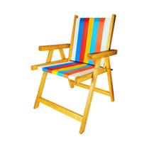 Cadeira De Madeira Dobrável Para Lazer Jardim Praia Piscina Camping Arco-íris - AMZ