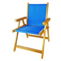 Cadeira De Madeira Dobrável Para Lazer Jardim Praia Piscina Camping Azul - AMZ