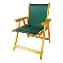 Cadeira De Madeira Dobrável Para Lazer Jardim Praia - Verde