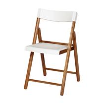 Cadeira de Madeira Dobrável Tramontina Potenza Itaúba Natural com Assento e Encosto em Polipropileno Branco