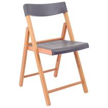 Cadeira De Madeira Dobrável Tramontina Potenza Natural Polipropileno Grafite.