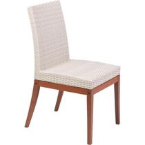 Cadeira de madeira jatoba com assento e encosto em fibra bege terrazzo fibra envernizado tramontina