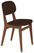 Cadeira de madeira london em tauari amendoa sem bracos com estofado cafe tramontina