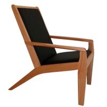 cadeira de madeira para áreas estofada preta