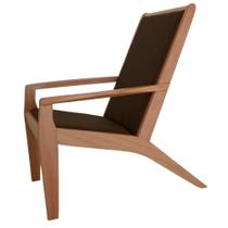 Cadeira de madeira para sala estofada marrom