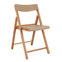 Cadeira de Madeira Teca Dobrável Tramontina Verona Envernizado Assento e Encosto em Polipropileno Camurça
