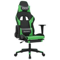 Cadeira de massagem para jogos vidaXL reclinável com apoio para os pés preta/verde