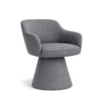 Cadeira de Mesa de Jantar Jade Base Cone Giratória Linho Cinza Escuro - Nexta Casa