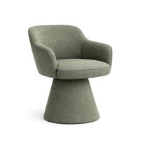 Cadeira de Mesa de Jantar Jade Base Cone Giratória Linho Verde - Nexta Casa