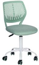 Cadeira de mesa pequena, sem braços, confortável, com almofada de assento de tecido e encosto baixo de plástico, cadeira giratória ajustável para computador de estudo com rodas giratórias para estudantes e crianças, Aqua