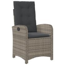 Cadeira de pátio reclinável VidaXL ajustável PE Rattan Grey