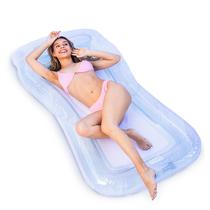 Cadeira de piscina inflável com espreguiçadeira de malha Float Comfy Floats Blue