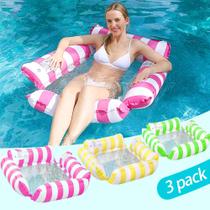 Cadeira de piscina inflável Float, pacote com 3 LUSTERMOON para o verão Cadeira de piscina inflável Float, pacote com 3 LUSTERMOON para o verão
