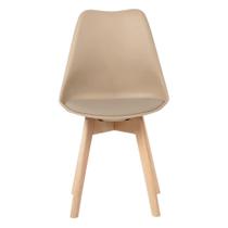 Cadeira de Plástico Elomio Eames 80033-BULK Estofada com Pés em Madeira - Bege