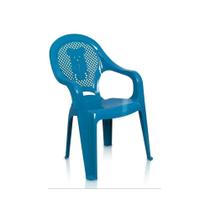 Cadeira De Plastico Infantil Poltrona Antares Azul Kit 08