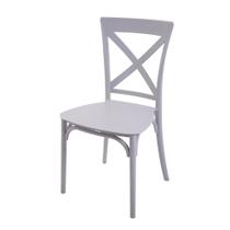 Cadeira De Plástico Polipropileno Cross Nude/Cinza Com Pés Alumínio - Movelove
