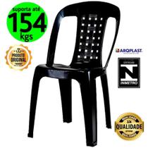 Cadeira De Plástico Resistente Área De Lazer Preta 154kg - Arqplast