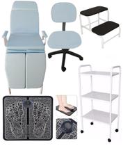 Cadeira de Podologia Mocho Carrinho Escada Massageador Kit - Fiscomed