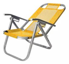 Cadeira de Praia 5 Posições Alumínio Ipanema 397 Botafogo Lar & Lazer Amarela