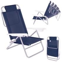 Cadeira de Praia 6 Posicoes Dobravel em Aluminio Summer Azul Mor