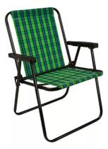 Cadeira de Praia Aço Xadrez Oliva Preta Mor