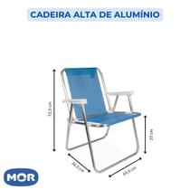 Cadeira de Praia Alta Alumínio Sannet Até 110Kg Azul - MOR