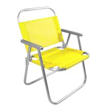 Cadeira De Praia Alta Alumínio Sentar Reforçada 150kg- Amarelo