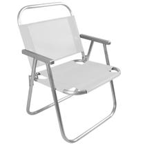 Cadeira De Praia Alta Alumínio Sentar Reforçada 150kg- BRANCO MODELO NOVO