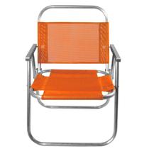 Cadeira de praia alta alumínio sentar reforçada 150kg- Laranja