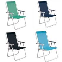 Cadeira de Praia Alta Conforto Total Alumínio Sannet Mor Cores Diversas